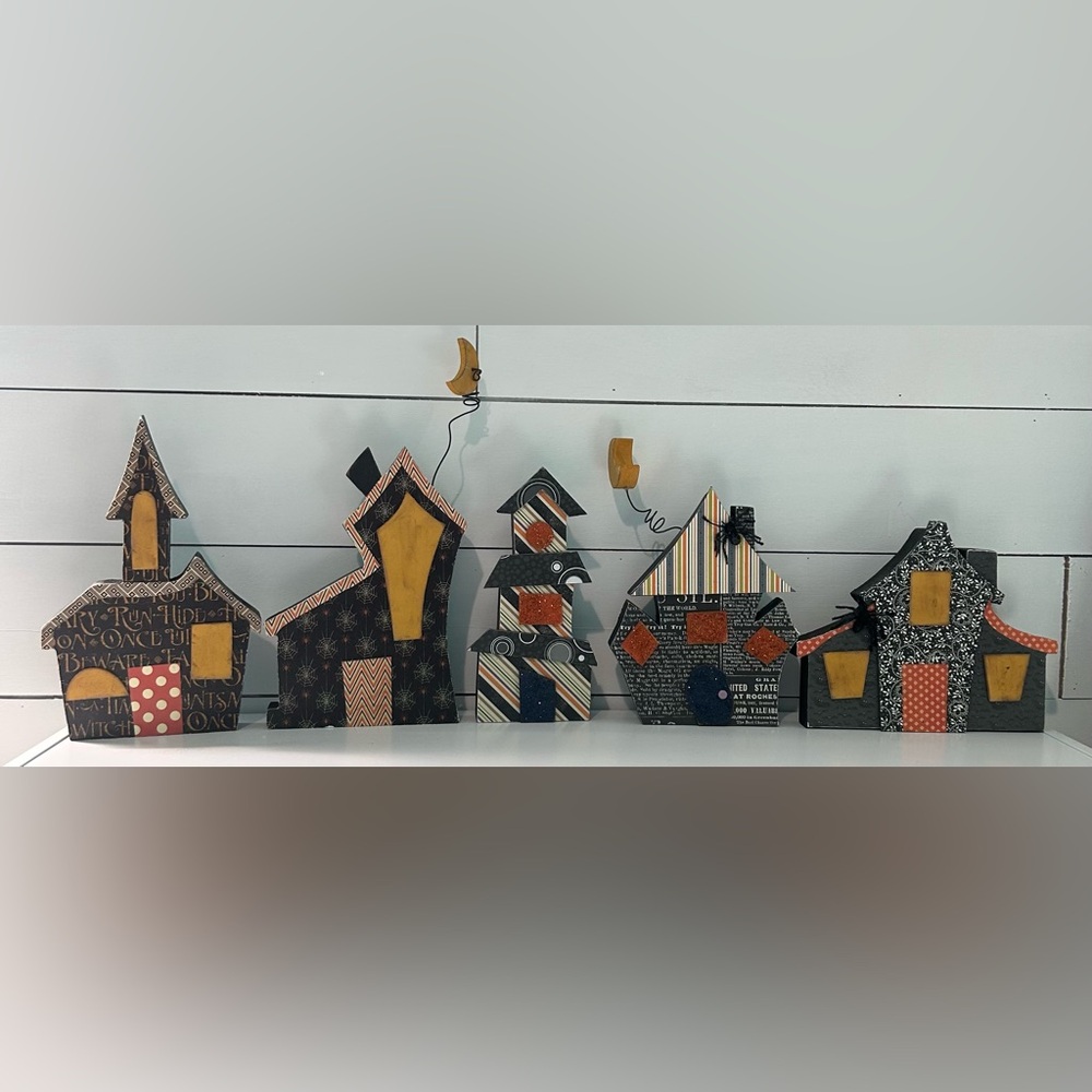 Halloween Wooden House Decor Set